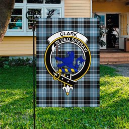 Scottish Clark (Lion) Ancient Tartan Flag with Family Crest - Tartan Garden Flag Scottish Plaid Tartan Plaid - ScotsTee - scotstee.com