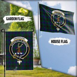 Scottish Davidson Modern Tartan Flag with Family Crest - Tartan Garden Flag Scottish Plaid Tartan Plaid - ScotsTee - scotstee.com
