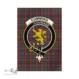 Scottish Cumming Hunting Modern Tartan Flag with Family Crest - Tartan Garden Flag Scottish Plaid Tartan Plaid - ScotsTee - scotstee.com