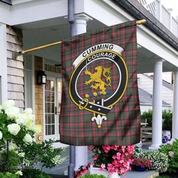 Scottish Cumming Hunting Modern Tartan Flag with Family Crest - Tartan Garden Flag Scottish Plaid Tartan Plaid - ScotsTee - scotstee.com