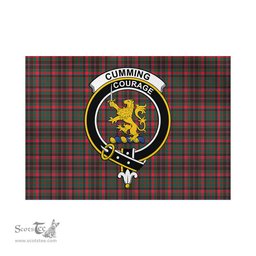 Scottish Cumming Hunting Modern Tartan Flag with Family Crest - Tartan Garden Flag Scottish Plaid Tartan Plaid - ScotsTee - scotstee.com