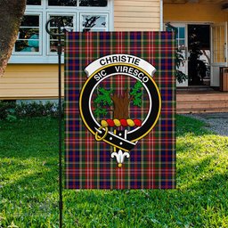 Scottish Christie Tartan Flag with Family Crest - Tartan Garden Flag Scottish Plaid Tartan Plaid - ScotsTee - scotstee.com