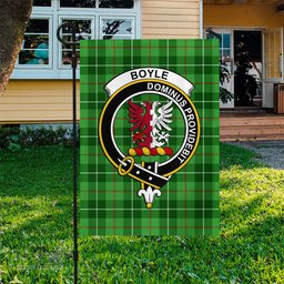 Scottish Boyle Tartan Flag with Family Crest - Tartan Garden Flag Scottish Plaid Tartan Plaid - ScotsTee - scotstee.com