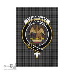 Scottish Drummond Grey Tartan Flag with Family Crest - Tartan Garden Flag Scottish Plaid Tartan Plaid - ScotsTee - scotstee.com