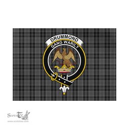 Scottish Drummond Grey Tartan Flag with Family Crest - Tartan Garden Flag Scottish Plaid Tartan Plaid - ScotsTee - scotstee.com