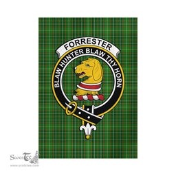 Scottish Forrester or Foster Hunting Tartan Flag with Family Crest - Tartan Garden Flag Scottish Plaid Tartan Plaid - ScotsTee - scotstee.com