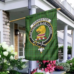 Scottish Forrester or Foster Hunting Tartan Flag with Family Crest - Tartan Garden Flag Scottish Plaid Tartan Plaid - ScotsTee - scotstee.com