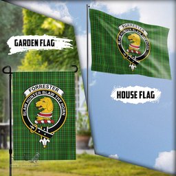 Scottish Forrester or Foster Hunting Tartan Flag with Family Crest - Tartan Garden Flag Scottish Plaid Tartan Plaid - ScotsTee - scotstee.com