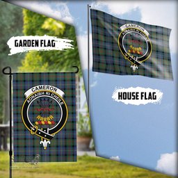 Scottish Cameron of Erracht Ancient Tartan Flag with Family Crest - Tartan Garden Flag Scottish Plaid Tartan Plaid - ScotsTee - scotstee.com