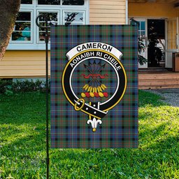Scottish Cameron of Erracht Ancient Tartan Flag with Family Crest - Tartan Garden Flag Scottish Plaid Tartan Plaid - ScotsTee - scotstee.com