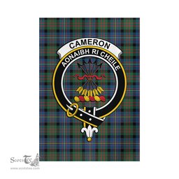 Scottish Cameron of Erracht Ancient Tartan Flag with Family Crest - Tartan Garden Flag Scottish Plaid Tartan Plaid - ScotsTee - scotstee.com