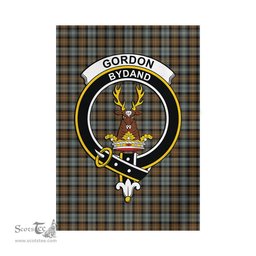 Scottish Gordon Weathered Tartan Flag with Family Crest - Tartan Garden Flag Scottish Plaid Tartan Plaid - ScotsTee - scotstee.com
