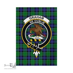 Scottish Graham of Menteith Modern Tartan Flag with Family Crest - Tartan Garden Flag Scottish Plaid Tartan Plaid - ScotsTee - scotstee.com
