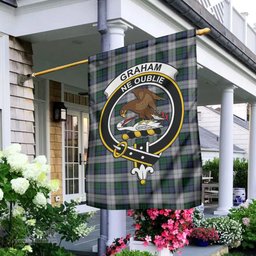 Scottish Graham Dress Tartan Flag with Family Crest - Tartan Garden Flag Scottish Plaid Tartan Plaid - ScotsTee - scotstee.com