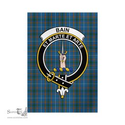 Scottish Bain Tartan Flag with Family Crest - Tartan Garden Flag Scottish Plaid Tartan Plaid - ScotsTee - scotstee.com