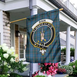 Scottish Bain Tartan Flag with Family Crest - Tartan Garden Flag Scottish Plaid Tartan Plaid - ScotsTee - scotstee.com