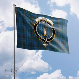 Scottish Bain Tartan Flag with Family Crest - Tartan Garden Flag Scottish Plaid Tartan Plaid - ScotsTee - scotstee.com