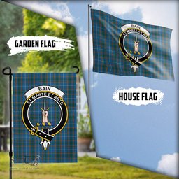 Scottish Bain Tartan Flag with Family Crest - Tartan Garden Flag Scottish Plaid Tartan Plaid - ScotsTee - scotstee.com