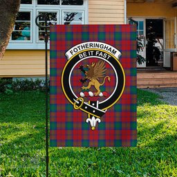 Scottish Fotheringham Modern Tartan Flag with Family Crest - Tartan Garden Flag Scottish Plaid Tartan Plaid - ScotsTee - scotstee.com