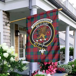 Scottish Fotheringham Modern Tartan Flag with Family Crest - Tartan Garden Flag Scottish Plaid Tartan Plaid - ScotsTee - scotstee.com