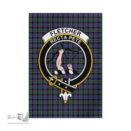 Scottish Fletcher Modern Tartan Flag with Family Crest - Tartan Garden Flag Scottish Plaid Tartan Plaid - ScotsTee - scotstee.com