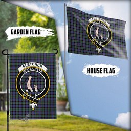 Scottish Fletcher Modern Tartan Flag with Family Crest - Tartan Garden Flag Scottish Plaid Tartan Plaid - ScotsTee - scotstee.com