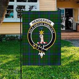 Scottish Henderson Modern Tartan Flag with Family Crest - Tartan Garden Flag Scottish Plaid Tartan Plaid - ScotsTee - scotstee.com