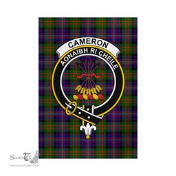 Scottish Cameron of Erracht Modern Tartan Flag with Family Crest - Tartan Garden Flag Scottish Plaid Tartan Plaid - ScotsTee - scotstee.com