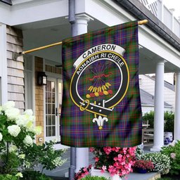 Scottish Cameron of Erracht Modern Tartan Flag with Family Crest - Tartan Garden Flag Scottish Plaid Tartan Plaid - ScotsTee - scotstee.com