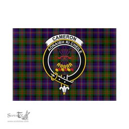 Scottish Cameron of Erracht Modern Tartan Flag with Family Crest - Tartan Garden Flag Scottish Plaid Tartan Plaid - ScotsTee - scotstee.com