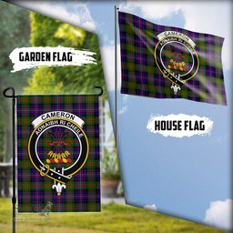 Scottish Cameron of Erracht Modern Tartan Flag with Family Crest - Tartan Garden Flag Scottish Plaid Tartan Plaid - ScotsTee - scotstee.com