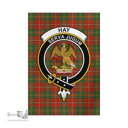 Scottish Hay Ancient Tartan Flag with Family Crest - Tartan Garden Flag Scottish Plaid Tartan Plaid - ScotsTee - scotstee.com