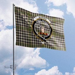 Scottish Burns Tartan Flag with Family Crest - Tartan Garden Flag Scottish Plaid Tartan Plaid - ScotsTee - scotstee.com