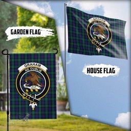 Scottish Graham of Menteith Tartan Flag with Family Crest - Tartan Garden Flag Scottish Plaid Tartan Plaid - ScotsTee - scotstee.com