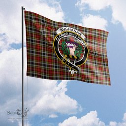 Scottish Buchanan Old Dress Tartan Flag with Family Crest - Tartan Garden Flag Scottish Plaid Tartan Plaid - ScotsTee - scotstee.com