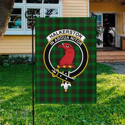 Scottish Halkerston Tartan Flag with Family Crest - Tartan Garden Flag Scottish Plaid Tartan Plaid - ScotsTee - scotstee.com