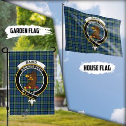 Scottish Baird Ancient Tartan Flag with Family Crest - Tartan Garden Flag Scottish Plaid Tartan Plaid - ScotsTee - scotstee.com