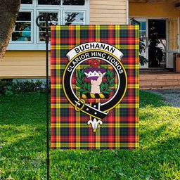 Scottish Buchanan Modern Tartan Flag with Family Crest - Tartan Garden Flag Scottish Plaid Tartan Plaid - ScotsTee - scotstee.com