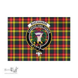 Scottish Buchanan Modern Tartan Flag with Family Crest - Tartan Garden Flag Scottish Plaid Tartan Plaid - ScotsTee - scotstee.com