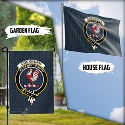 Scottish Cockburn Blue Tartan Flag with Family Crest - Tartan Garden Flag Scottish Plaid Tartan Plaid - ScotsTee - scotstee.com