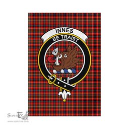Scottish Innes Modern Tartan Flag with Family Crest - Tartan Garden Flag Scottish Plaid Tartan Plaid - ScotsTee - scotstee.com