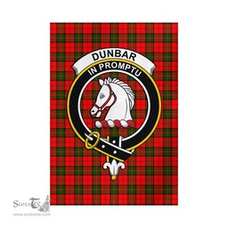 Scottish Dunbar Modern Tartan Flag with Family Crest - Tartan Garden Flag Scottish Plaid Tartan Plaid - ScotsTee - scotstee.com