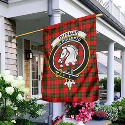 Scottish Dunbar Modern Tartan Flag with Family Crest - Tartan Garden Flag Scottish Plaid Tartan Plaid - ScotsTee - scotstee.com
