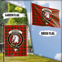 Scottish Dunbar Modern Tartan Flag with Family Crest - Tartan Garden Flag Scottish Plaid Tartan Plaid - ScotsTee - scotstee.com