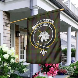 Scottish Cunningham Hunting Modern Tartan Flag with Family Crest - Tartan Garden Flag Scottish Plaid Tartan Plaid - ScotsTee - scotstee.com