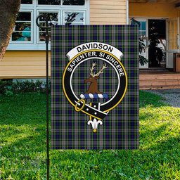 Scottish Davidson of Tulloch Dress Tartan Flag with Family Crest - Tartan Garden Flag Scottish Plaid Tartan Plaid - ScotsTee - scotstee.com