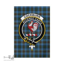 Scottish Cockburn Modern Tartan Flag with Family Crest - Tartan Garden Flag Scottish Plaid Tartan Plaid - ScotsTee - scotstee.com