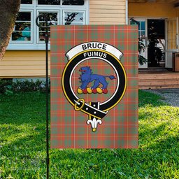 Scottish Bruce Ancient Tartan Flag with Family Crest - Tartan Garden Flag Scottish Plaid Tartan Plaid - ScotsTee - scotstee.com