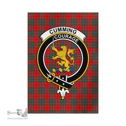 Scottish Cumming Modern Tartan Flag with Family Crest - Tartan Garden Flag Scottish Plaid Tartan Plaid - ScotsTee - scotstee.com