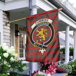 Scottish Cumming Modern Tartan Flag with Family Crest - Tartan Garden Flag Scottish Plaid Tartan Plaid - ScotsTee - scotstee.com